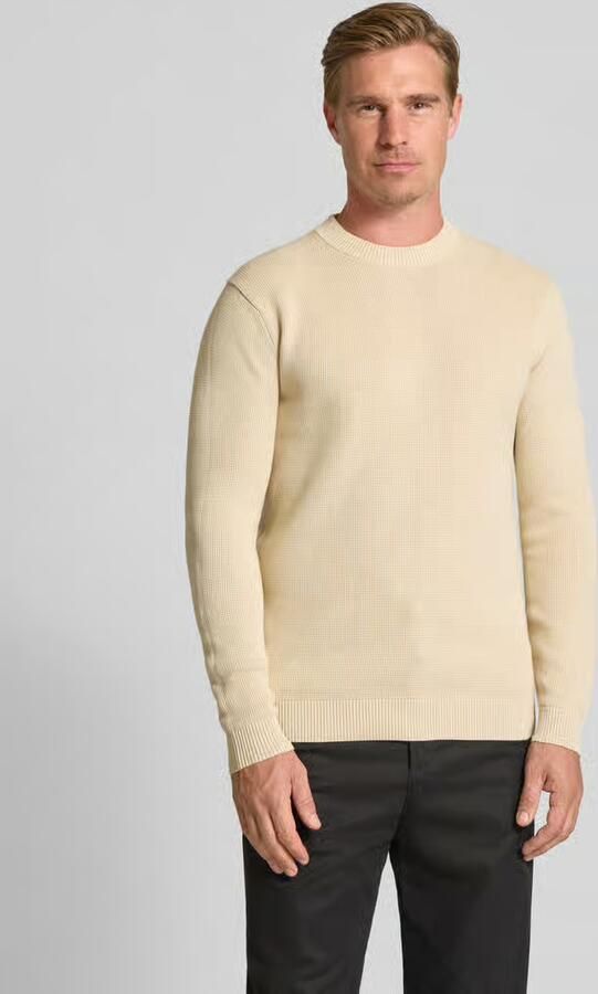 Selected Homme Elegante Geribbelde Ronde Hals Langarm Shirt Beige Heren - Foto 3