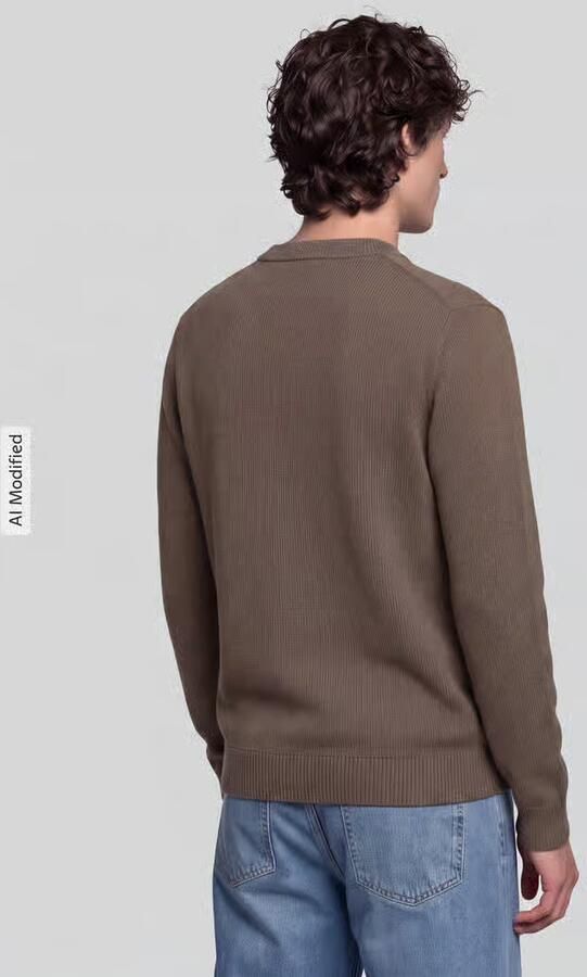 SELECTED MEN Heren Truien & Vesten Slhdane Ls Knit Structure Crew Neck Noos Bruin - Foto 9