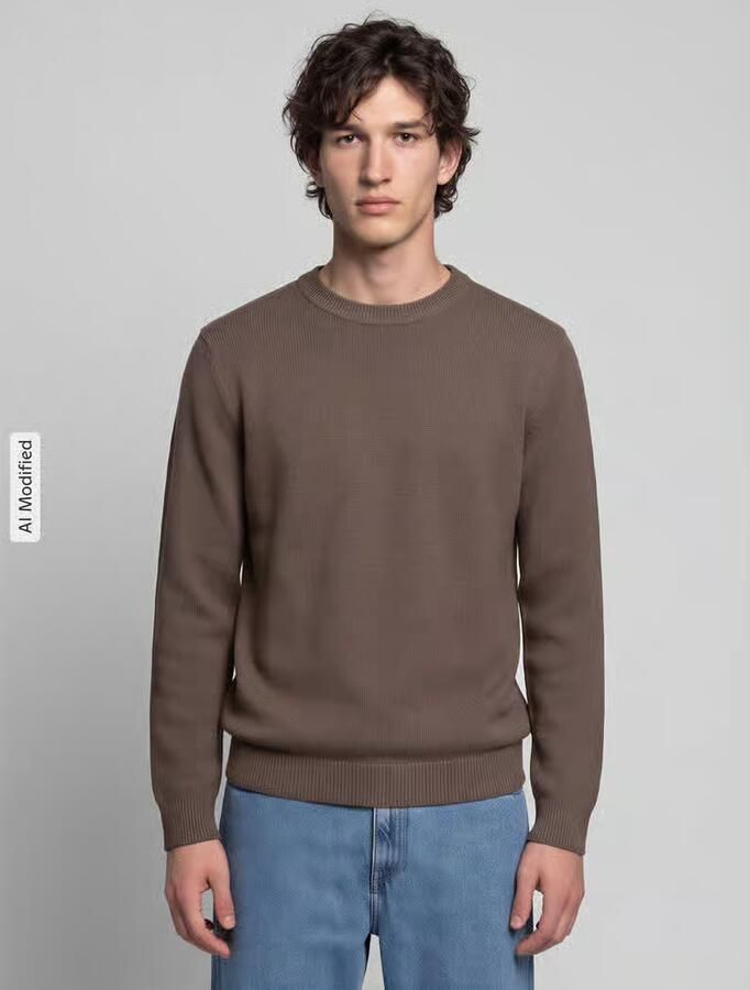 SELECTED MEN Heren Truien & Vesten Slhdane Ls Knit Structure Crew Neck Noos Bruin - Foto 8