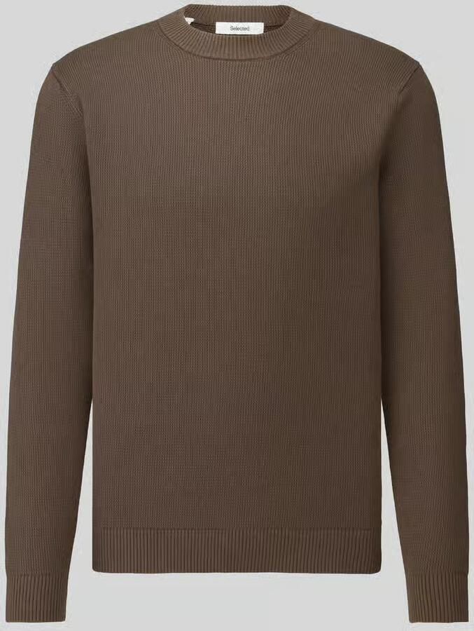 SELECTED MEN Heren Truien & Vesten Slhdane Ls Knit Structure Crew Neck Noos Bruin - Foto 7
