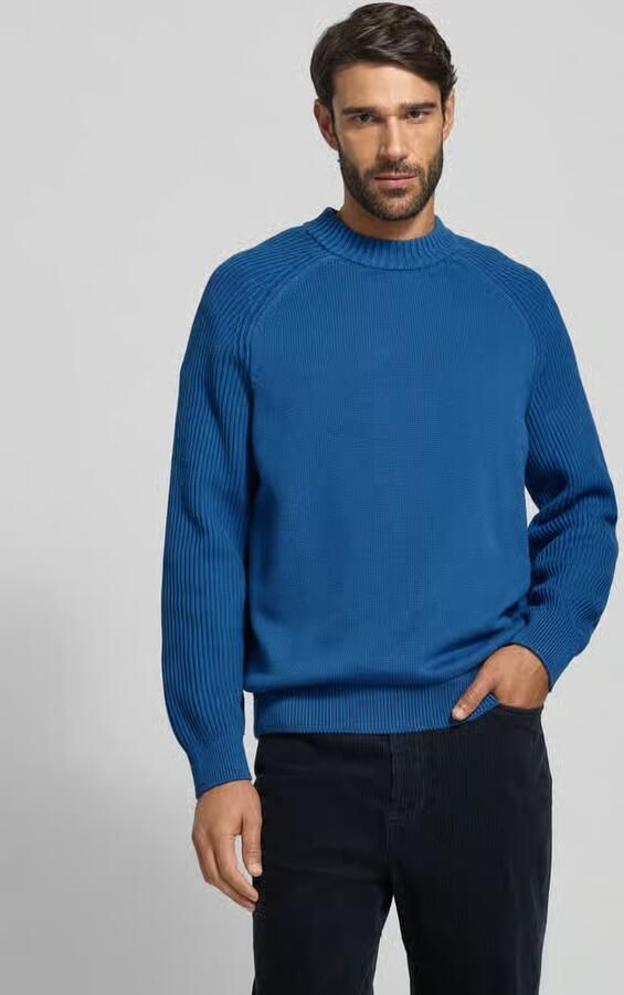 SELECTED MEN Heren Truien & Vesten Slhdereck Ls Knit Relaxer Rib Mock Neck Blauw - Foto 6