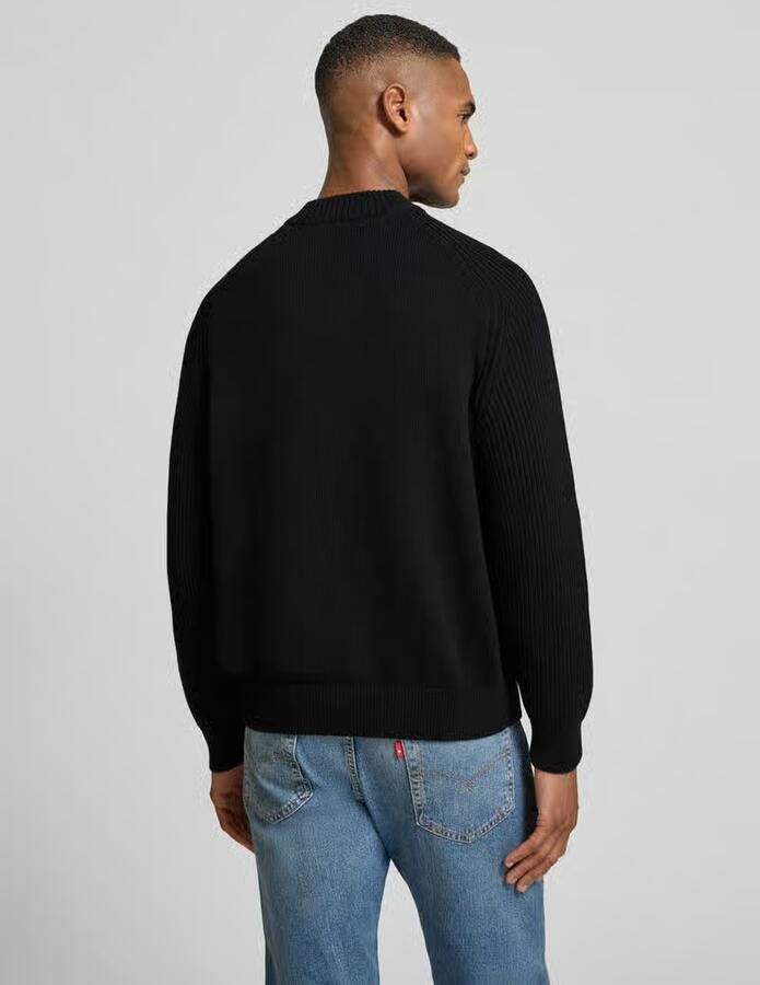 SELECTED MEN Heren Truien & Vesten Slhdereck Ls Knit Relaxer Rib Mock Neck Zwart - Foto 5