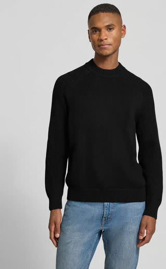 SELECTED MEN Heren Truien & Vesten Slhdereck Ls Knit Relaxer Rib Mock Neck Zwart - Foto 6