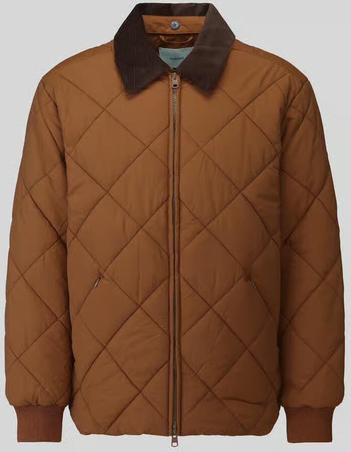 Selected Regular fit gewatteerd jack van nylon met corduroy kraag