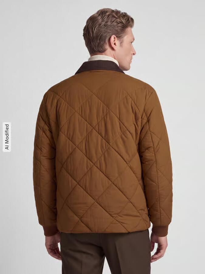 Selected Regular fit gewatteerd jack van nylon met corduroy kraag - Foto 2