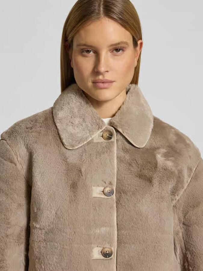 Selected Regular fit jas van imitatiebont met platte kraag Model 'NEW CILO'
