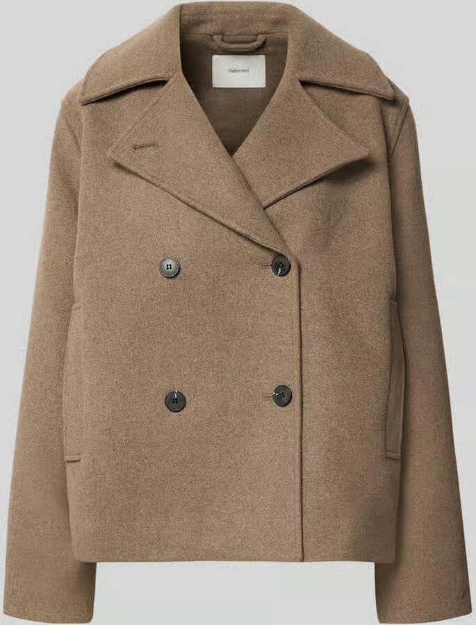 Selected Regular fit lange jas van wolmix model 'ZIA-ALMA'