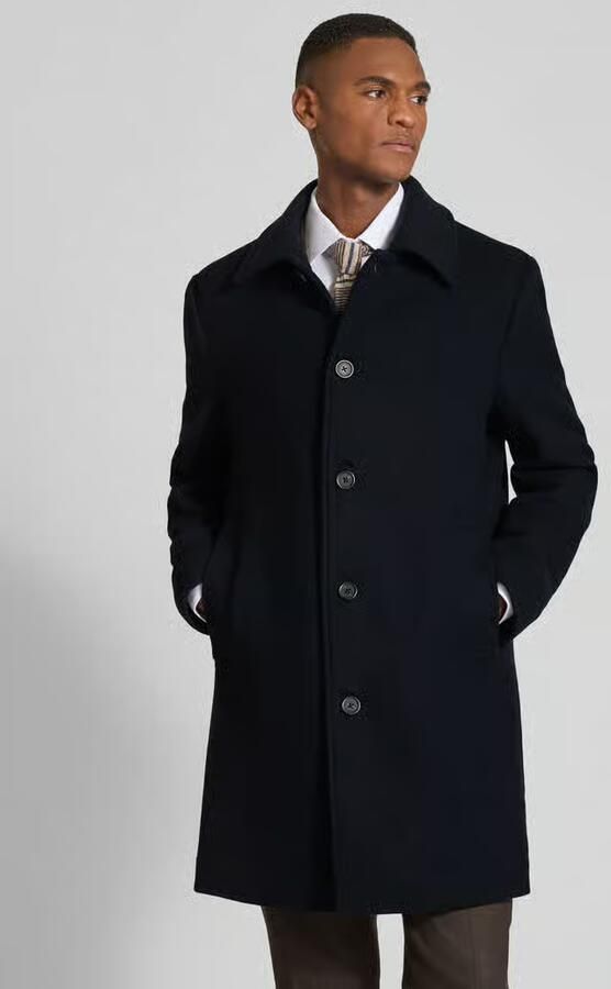 Selected Homme Regular fit lange wollen jas met platte kraag model 'ARCHIVE'