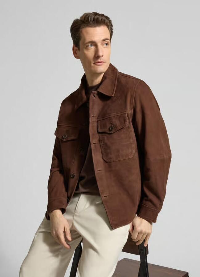 Selected Homme Regular fit leren jack in suèdelook model 'THOM SUEDE'