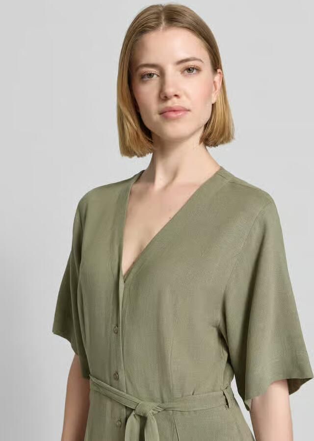 Selected regular fit linnen jurk met V-hals model 'VIVA' - Foto 3