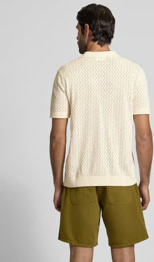 SELECTED HOMME Heren Polo's & T-shirts Shlino Ss Knit Crochet Open Polo Ecru - Foto 7