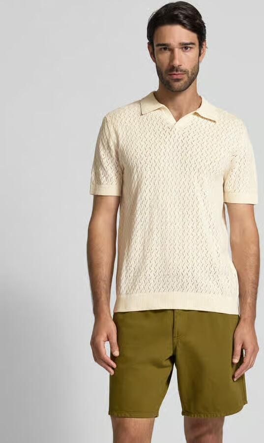 SELECTED HOMME Heren Polo's & T-shirts Shlino Ss Knit Crochet Open Polo Ecru - Foto 8