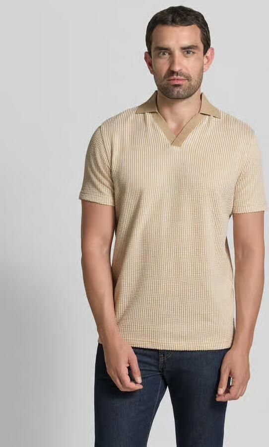 Selected regular fit poloshirt in seersucker-look model 'MARNI' - Foto 3
