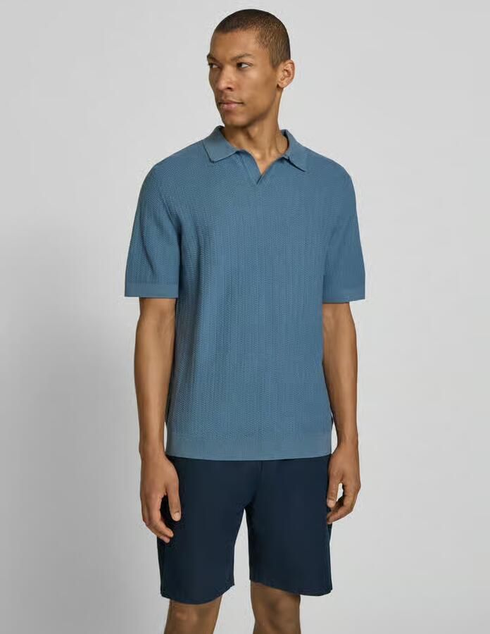 Selected regular fit poloshirt van mix van katoen en linnen model 'MATTIS' - Foto 4