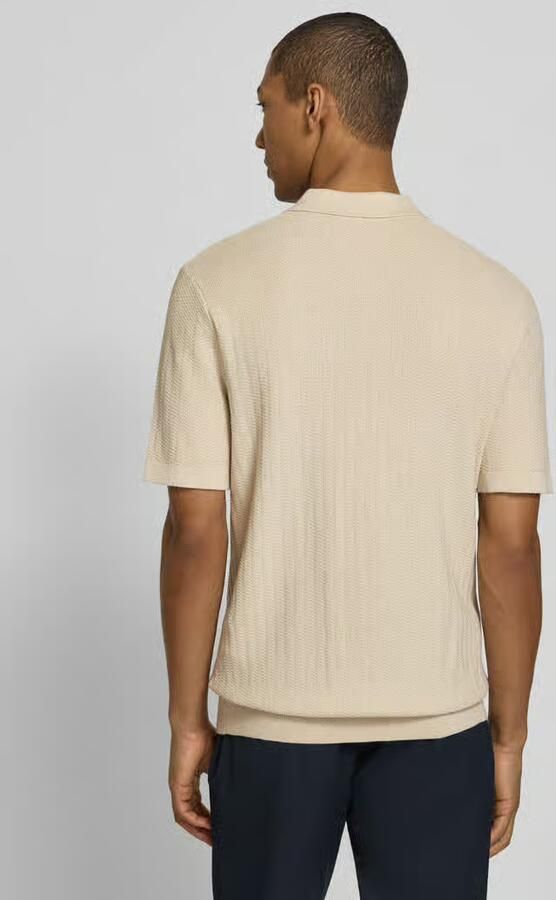 SELECTED MEN Heren Polo's & T-shirts Slhcran Ss Knit Structure Zip Polo Noos Creme - Foto 6