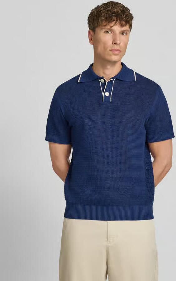 Selected Polo Shirt Korte Mouw Jesse Knit Ocean Cavern Birch - Foto 2