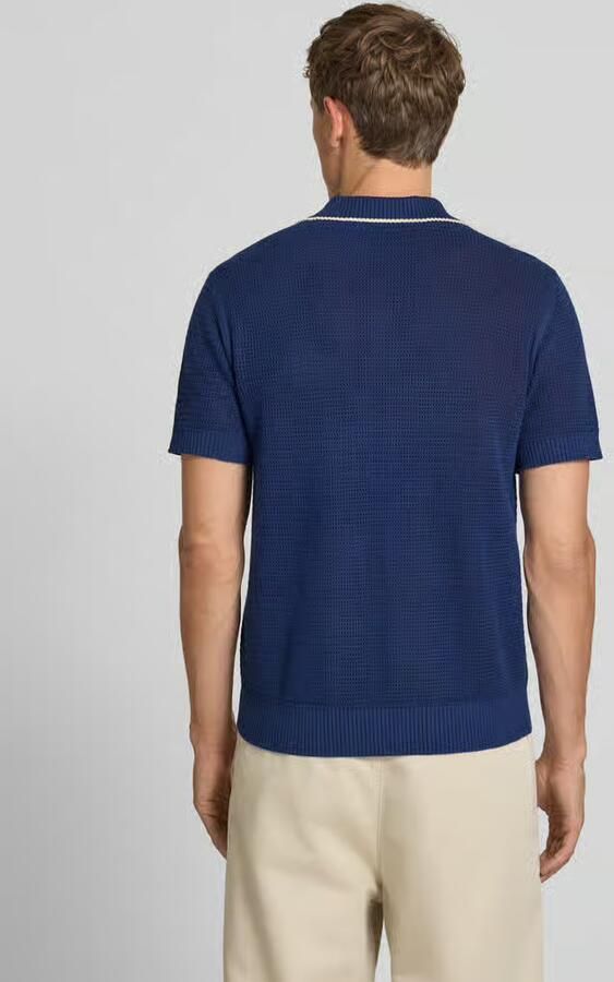Selected Polo Shirt Korte Mouw Jesse Knit Ocean Cavern Birch