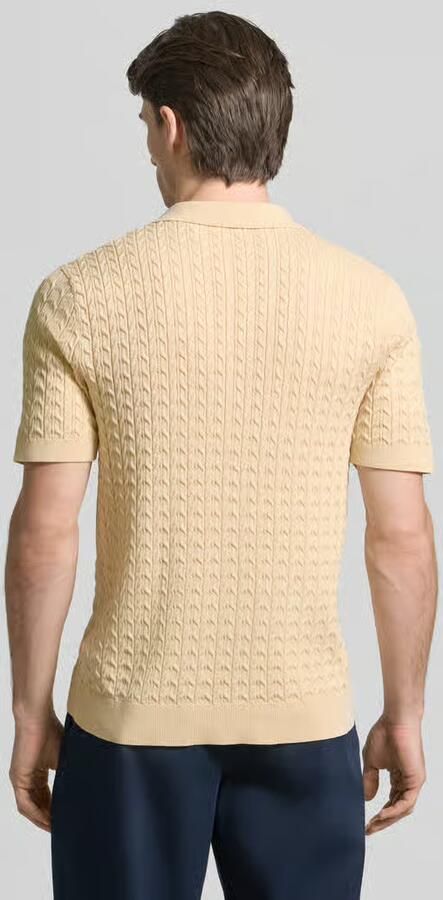 SELECTED MEN Heren Polo's & T-shirts Slhmattis Ss Knit New Cable Polo Ecru - Foto 7