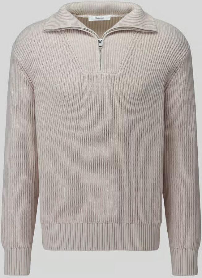 Selected Regular fit pullover van pure katoen met schipperskraag