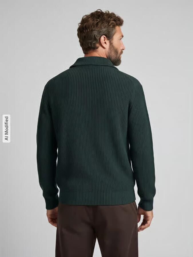 SELECTED MEN Heren Truien & Vesten Slmdry Ls Knit Half Zip Donkergroen - Foto 3