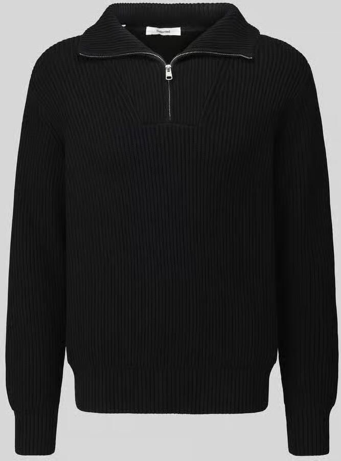 Selected Regular fit pullover van pure katoen met schipperskraag