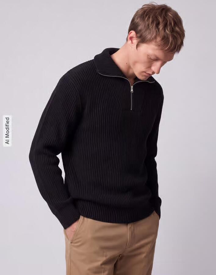 Selected Regular fit pullover van pure katoen met schipperskraag - Foto 2
