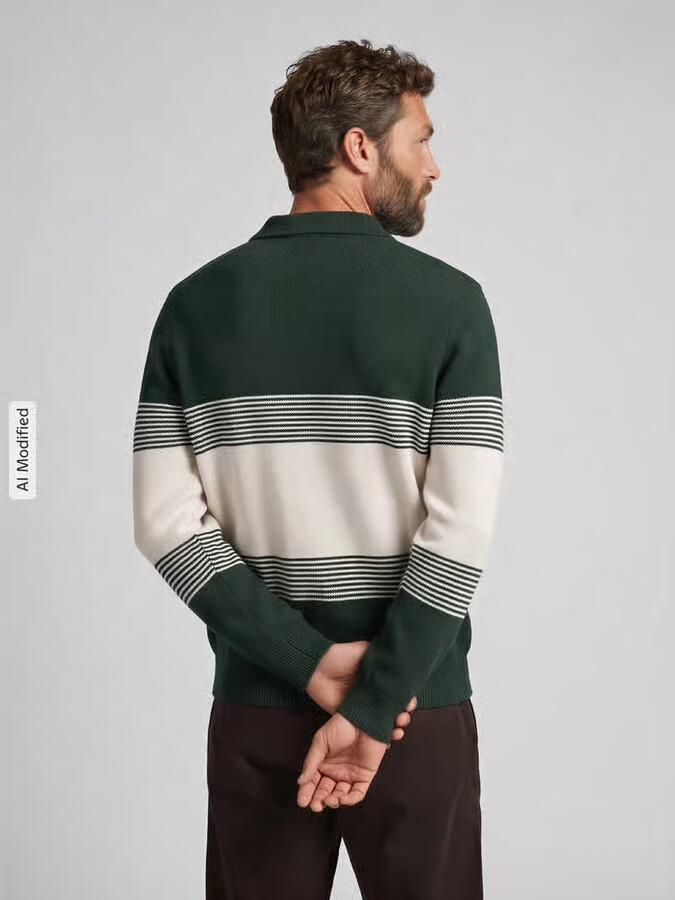 Selected katoenen regular fit gestreepte gebreide trui pine grove - Foto 5