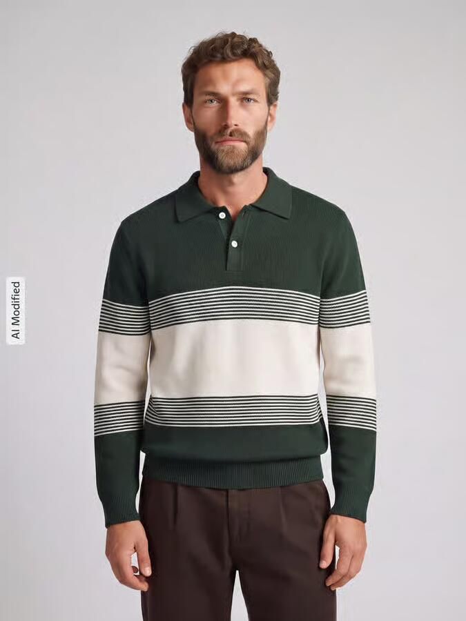 Selected katoenen regular fit gestreepte gebreide trui pine grove - Foto 6