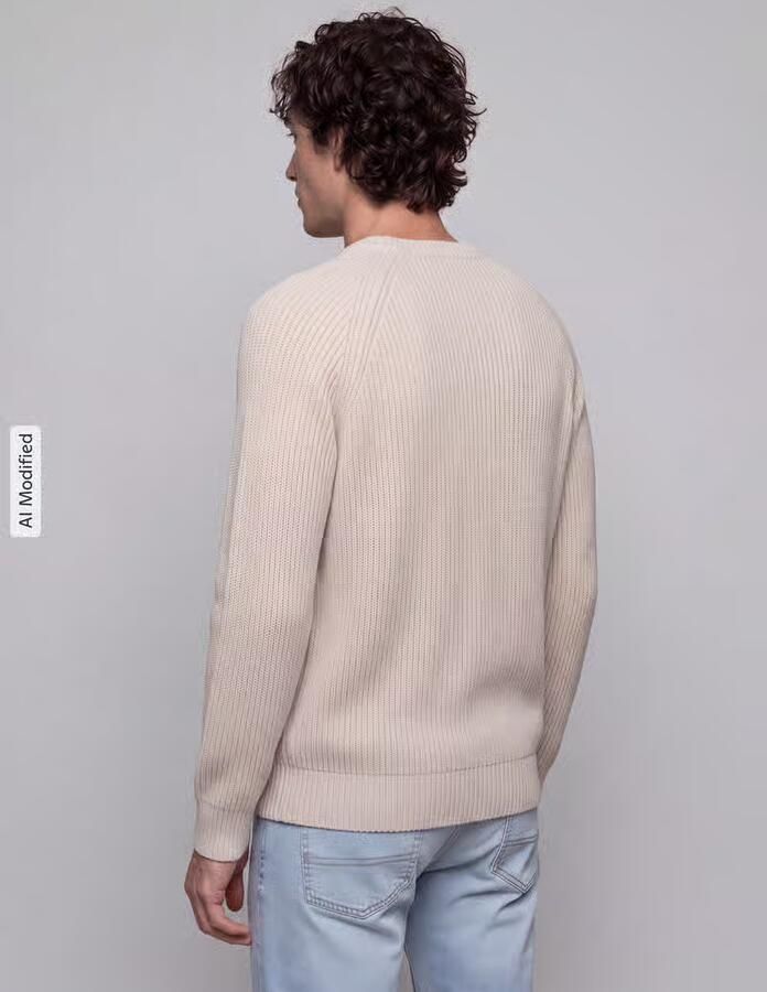 SELECTED MEN Heren Truien & Vesten Slmbraun Knit Rib Crew Neck Noos Gebroken Wit - Foto 6