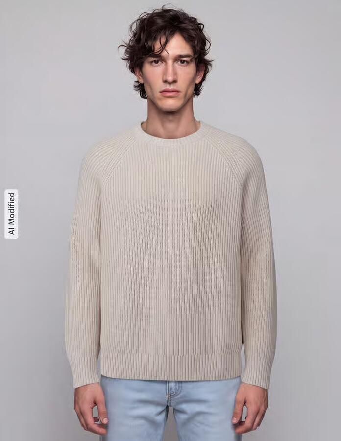 SELECTED MEN Heren Truien & Vesten Slmbraun Knit Rib Crew Neck Noos Gebroken Wit - Foto 7