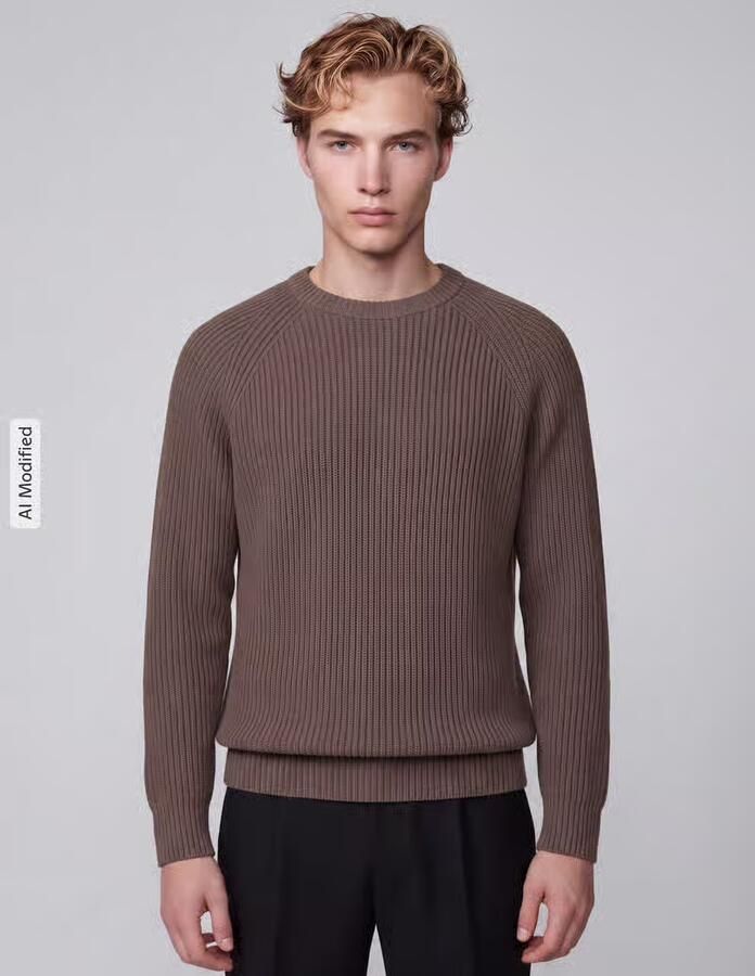 SELECTED MEN Heren Truien & Vesten Slmbraun Knit Rib Crew Neck Noos Bruin - Foto 6