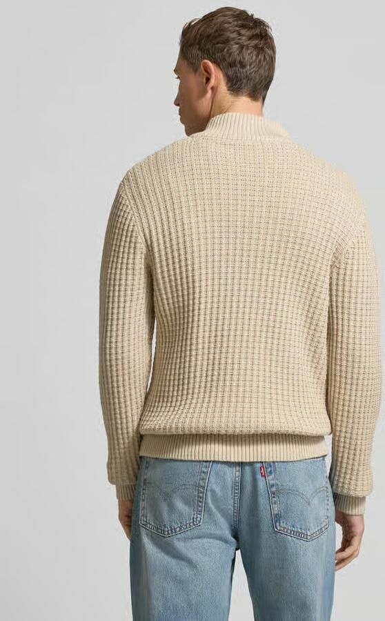 SELECTED MEN Heren Truien & Vesten Slhtom Ls Knit Structure Half Zip Beige - Foto 5
