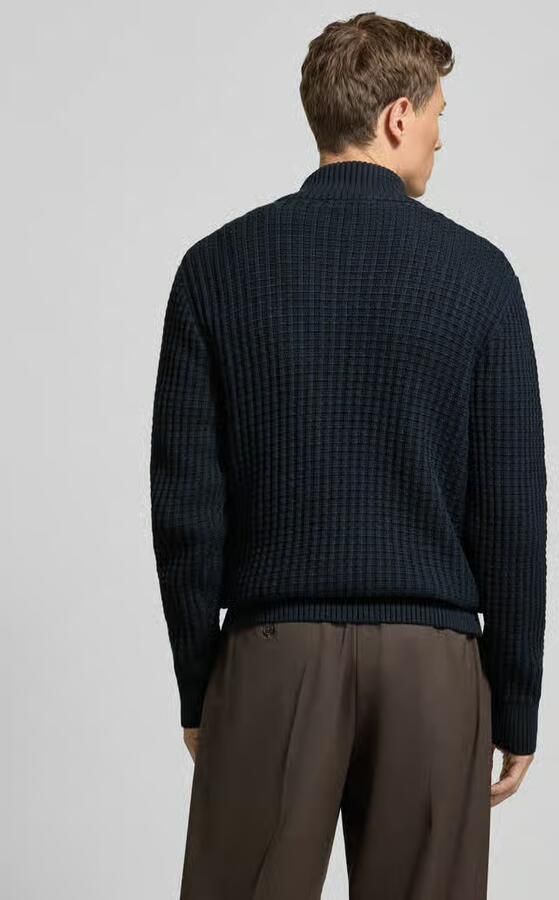 SELECTED MEN Heren Truien & Vesten Slhtom Ls Knit Structure Half Zip Donkerblauw - Foto 7