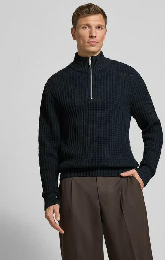 SELECTED MEN Heren Truien & Vesten Slhtom Ls Knit Structure Half Zip Donkerblauw - Foto 8