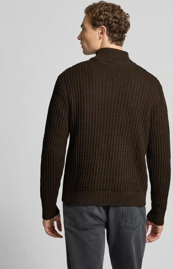 SELECTED MEN Heren Truien & Vesten Slhtom Ls Knit Structure Half Zip Bruin - Foto 7