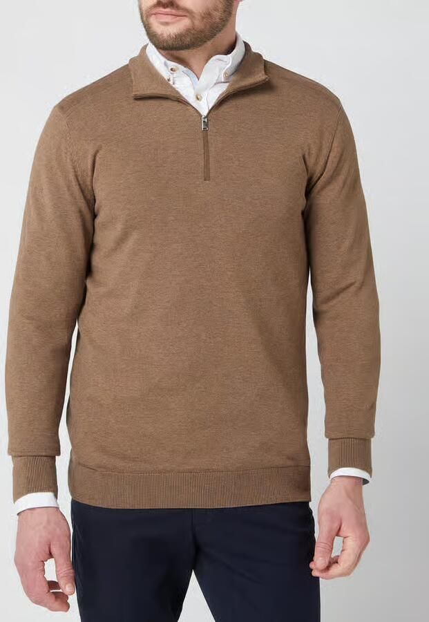 SELECTED MEN Heren Truien & Vesten Slhberg Half Zip Cardigan Noos Bruin - Foto 12