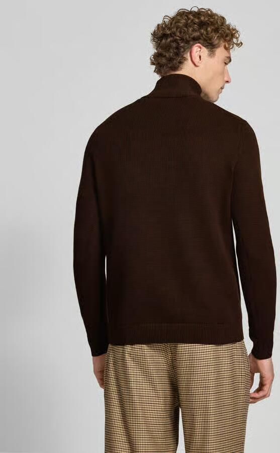 SELECTED MEN Heren Truien & Vesten Slhdane Ls Knit Structure Half Zip Noos Bruin - Foto 3