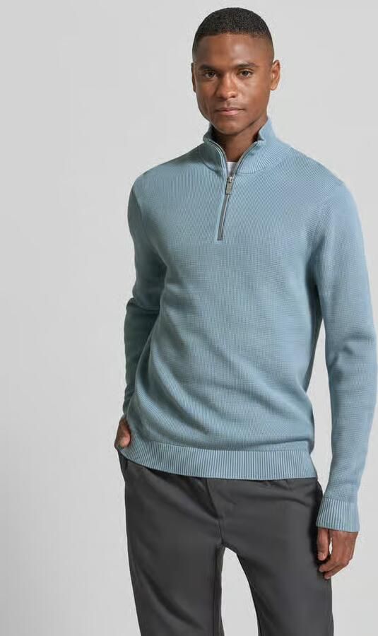 SELECTED MEN Heren Truien & Vesten Slhdane Ls Knit Structure Half Zip Noos Lichtblauw - Foto 8
