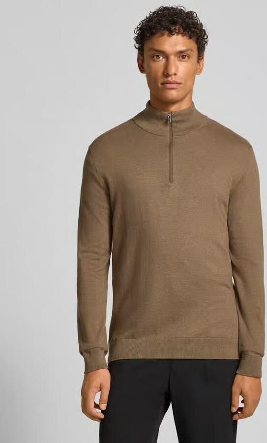 SELECTED MEN Heren Truien & Vesten Slhberg Half Zip Cardigan Noos Bruin - Foto 14