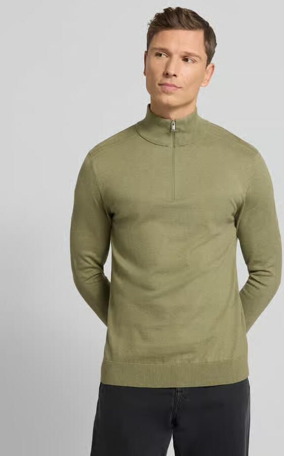 SELECTED MEN Heren Truien & Vesten Slhberg Half Zip Cardigan Noos Khaki - Foto 8