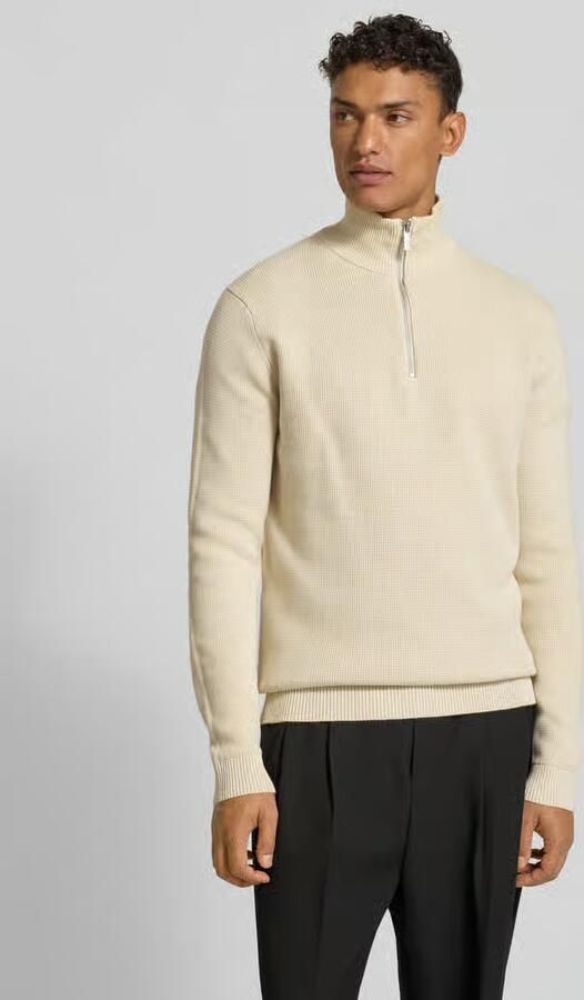 SELECTED MEN Heren Truien & Vesten Slhdane Ls Knit Structure Half Zip Noos Beige - Foto 6