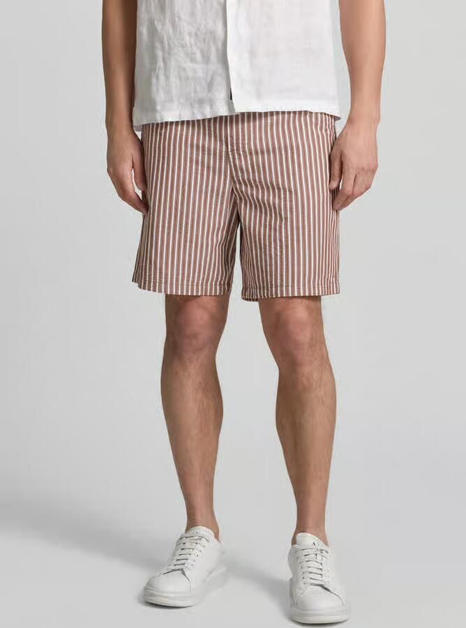 SELECTED MEN Heren Broeken Slhregstuart Seersucker Shorts Bruin - Foto 7