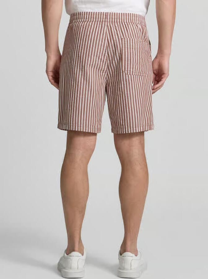 SELECTED MEN Heren Broeken Slhregstuart Seersucker Shorts Bruin - Foto 6