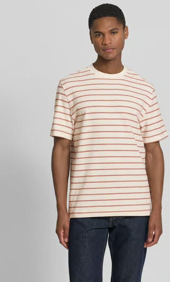 SELECTED MEN Heren Polo's & T-shirts Slhdjango Stripe Ss O-neck Tee Creme - Foto 7
