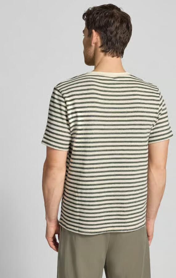 Selected T-shirt Korte Mouw T-Shirt Kevin Stripe Egret Sky Captain