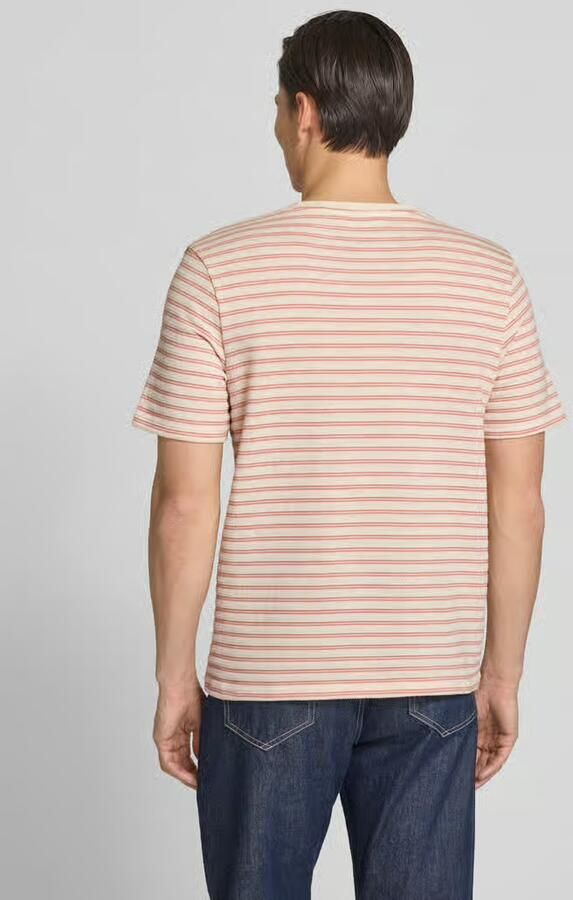 SELECTED MEN Heren Polo's & T-shirts Slhkevin Stripe Ss O-neck Tee Creme - Foto 5