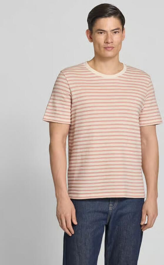 SELECTED MEN Heren Polo's & T-shirts Slhkevin Stripe Ss O-neck Tee Creme - Foto 8