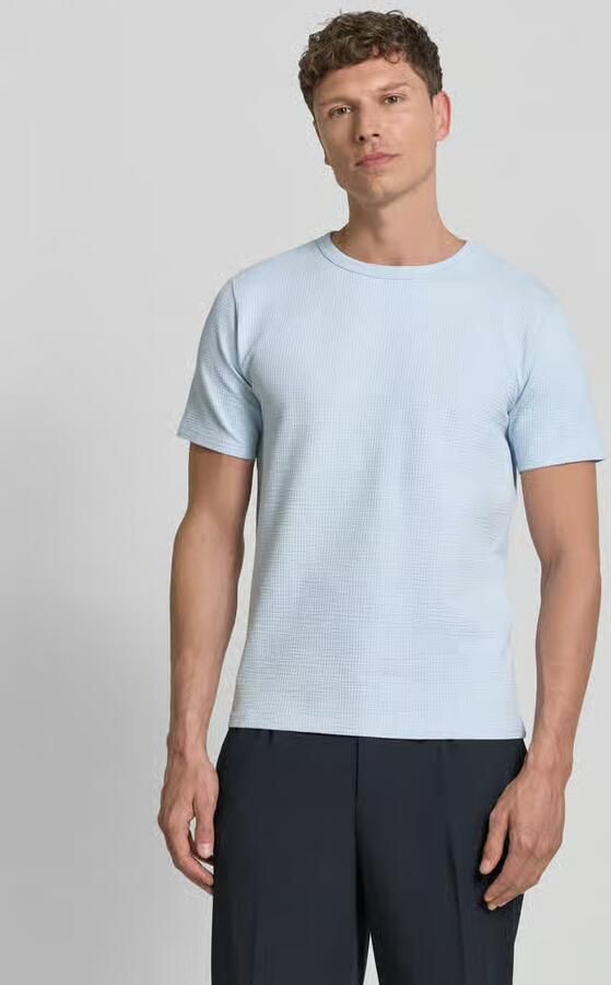 SELECTED MEN Heren Polo's & T-shirts Slhsander Seersucker Ss O-neck Tee Lichtblauw - Foto 6