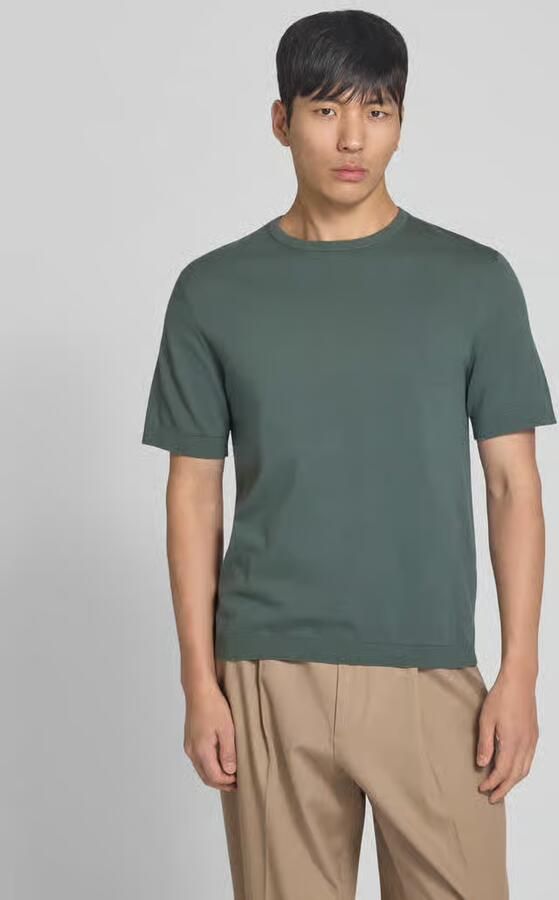 SELECTED MEN Heren Polo's & T-shirts Slhtorino Ss Knit Crew Neck Noos Donkergroen - Foto 8