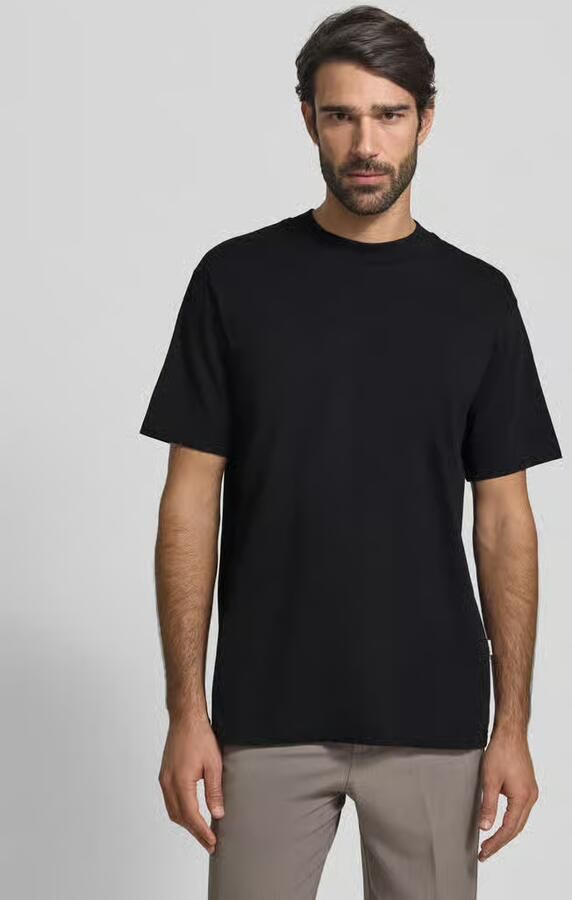 Selected Homme Geribbelde Ronde Hals Korte Mouw T-shirt Black Heren - Foto 8